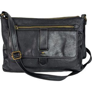 Fossil Kinley Large Crossbody Purse Handbag in Black Leather
